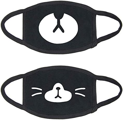 YOROZUCERY Mouth Mask Unisex Anti Dust Kawaii Muffle Flu Mask Half Face Mask Reusable Cotton for Men Women Black 2Pcs