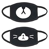 Mouth Mask Anime Bear, YOROZUCERY Cute Panda Half Face Mask for Women Men Kids, Kawaii Kpop Mouth Mask, Cotton Anti Dust Mouth Muffle Cover, Pack of 2 Black