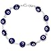 Sterling Silver Evil Eye Bracelet Clear Navy Blue, 7 inch