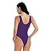 CHICTRY Women One Piece See-Through High Cut Swimsuit Mesh Leotard Bodysuit Dark Purple One Size