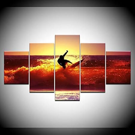 Zhuhuimin Mur Peinture Modulaire Coucher De Soleil Vague De