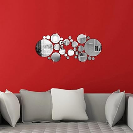 30 Units Set Modern Silver Mirror Of Wall Stickers Home Bedroom Decoration Of Office Decoration Stickers Stickers Wall