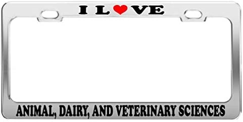 Zogpemsy I LOVE ANIMAL, DAIRY, AND VETERINARY SCIENCES License Plate Frame Car Accessory
