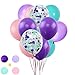GroccsPro Mermaid Balloons Pack of 100,Purple Pink Turquoise Latex Balloons with Confetti Balloon for Mermaid Party Decorations Birthday Party Supplies