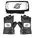 Master Online Naruto Headband, Leaf Village Headband and Cosplay Gloves Hatake Kakashi Ninja Cosplay Accessories（Black）