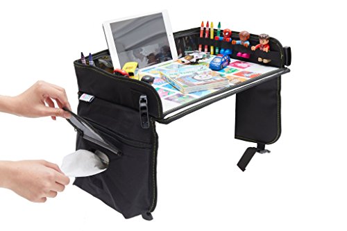 Kids Travel Tray Bag with Erasable Surface & Tablet Holder / Children Play Tray / Stroller Tray Organizer - Waterproof, Sturdy surface & Mesh Pockets + GIFT 6 Crayons & Drawing Activities - Thumbnail 6