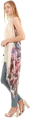 CCFW Various Pattern Long Scarf Vest with Uneven Open Asymmetrical Hem Vest Cardigan