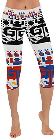 Honey Day House Custom Bulgarian Pattern Fashion Low Rise Capri Leggings for Women