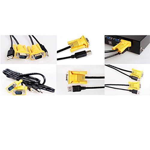 RIJER 8 Port Manual Smart VGA USB KVM Switch PC Computer Selector 1 KM Combo Controls 8 Hosts with Extension Switcher and original Cable 801UK