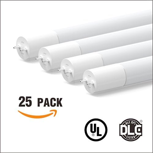 25-Pack 2ft Lights Talk Super T8 LED Light Tube, 9W(17W or Higher Equivalent), 1150lm, 4000K(Cool White), AC/120~277V, Single-Ended Power, Frosted, Glass, UL-Listed &amp; DLC-Listed (25, 4000K)