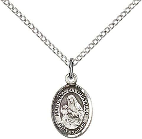 F A Dumont Church Supplies Sterling Silver St. Madonna Del Ghisallo Pendant with 18" Stainless Steel Lite Curb Chain. Patron Saint of Cyclists
