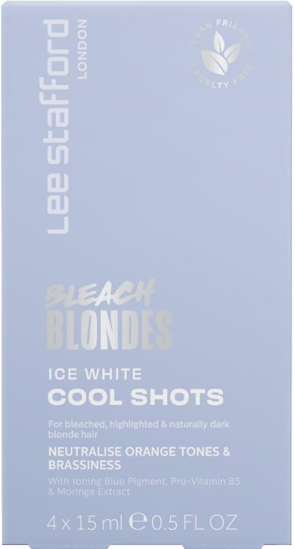 Lee Stafford Blue Toner Hair Treatments Ice White Hot Shots 4 x 15ml
