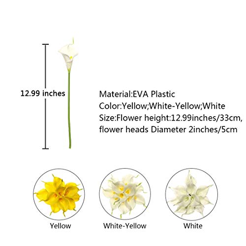 JUSTOYOU 20pcs White Flower Artificial Calla Lily Fake White Flowers