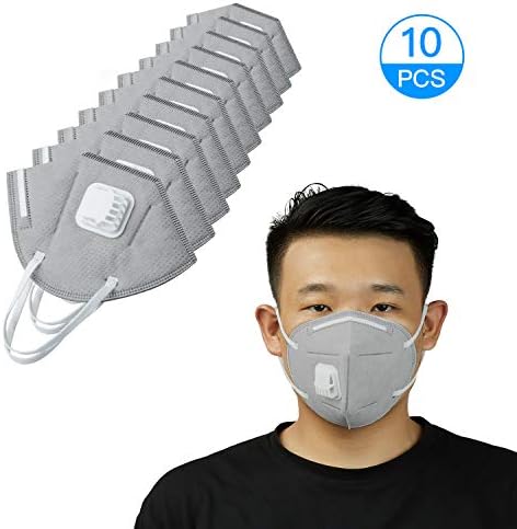 Disposable Dust Mask,Anti Dust Face Masks FFP2 with Filter/Respirator,Adjustable Nosepiece Unisex Fold Flat Dust Masks,Anti Pollution for Construction,Smoke,Traffic Dust -pack of 10 pcs