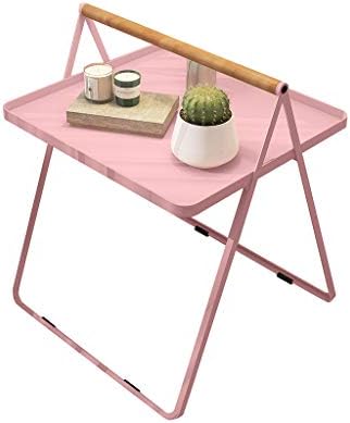 QRFDIAN Nordic portable portable small coffee table modern living room side corner table balcony table Nest Tables (color : Pink)