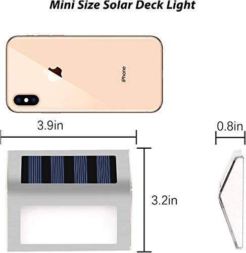 INCX Solar Deck Lights, 3 LED Solar Step Lights Outdoor Auto On/Off Stainless Steel Solar Stair Lights Waterproof Wireless Solar Powered Lights for Fence Patio Garden Pathway - White Light 8 Pack