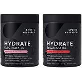Sports Research&reg; Hydrate Electrolytes Flavor Fusion Pack, 90 Servings Each | 2 Flavors: Raspberry Lemonade &amp; Cherry Pomegranate | Sugar-Free &amp; Naturally Flavored with Vitamins, Minerals, &amp; Coconut Water