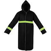 Consfly 1832&deg;F Fireproof Cloak w/Reflective Stripes, for Home Factory | 63&rdquo; Carbon Fiber Fireproof Suit, High Visibility, Extended sleeves + hood, Lightweight
