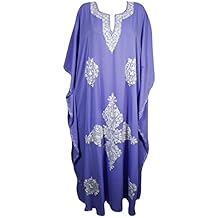 Mogul Interior Womens Adilah Caftan Evening Dress Floral Hand Embroidery Kaftan Resort wear Maxi Dresses