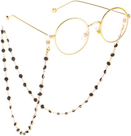 Goodern Sunglass Holder Black Crystal Beads Reading Glasses Cord