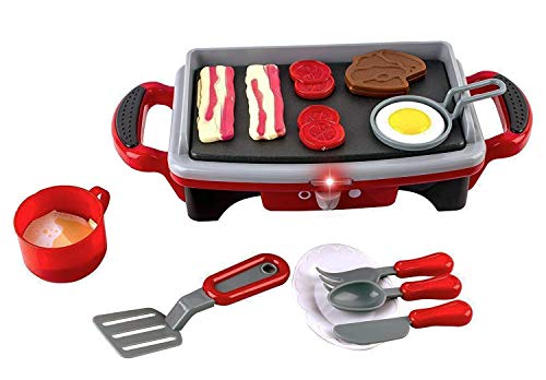 GIRL FUN TOYS Kitchen Toy Play Food Breakfast Griddle Electric Stove Grill Set Cook for Kids
