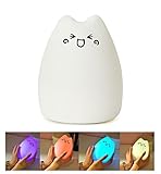 HJIAN Portable LED Children Night Light Silicone Night Lamp Rechargeable Silicone Soft Baby Nursery Lamp Sensitive Tap Control for Baby Bedroom (C)