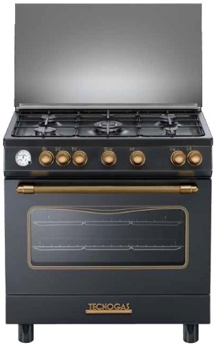 Cucine a gas ed elettriche CUCINA TECNOGAS D855GN 80x50 NERO MATT FORNO GAS  GRILL ELETTRICO MADE IN ITALY urban-earth.co.uk