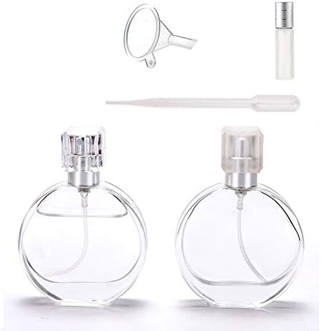Homeyes-25ML Flint Glass Refillable Perfume Bottles,Round Portable Cologne Atomizer Empty Bottle with Spray Applicator For Travel set of 2