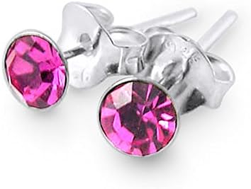October - Rose Zircon 4MM Round Birthstone 925 Sterling Silver Stud Earring