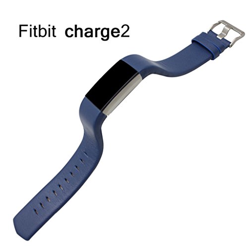 for Fitbit Charge 2,Hotkey Adjustable Replacement Leather Wristbands for Fitbit Charge 2 CM-450 (Blue)