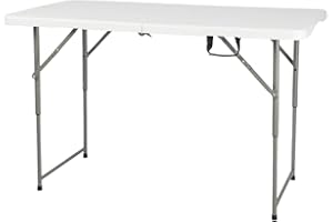 Vampire Killer 4ft Plastic Folding Table, Kids Folding Activity Table for Classrooms and Home,Indoor Outdoor Heavy Duty Portable Handle, Lock for Picnic, Party, Pong, Camping - White (4ft)