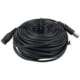 Vanxse CCTV 15m 2.1x5.5mm Dc 12v Power Extension Cable for CCTV Security Cameras IP Camera Dvr Standalone-15meters Black