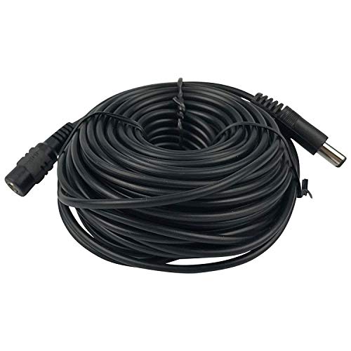 Vanxse CCTV 15m 2.1x5.5mm Dc 12v Power Extension Cable for CCTV Security Cameras IP Camera Dvr Standalone-15meters Black