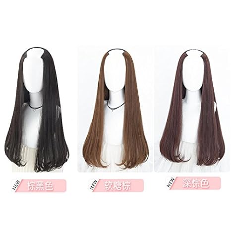 Amazon Com Semi Caps Type Wig With Long Straight Hair Curly Hair