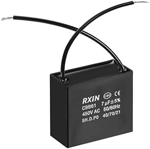 uxcell Ceiling Fan Capacitor CBB61 7uF 450V AC 2 Wires Metalized Polypropylene Film Capacitors 47x23x41mm for Water Pump Motor Generator: Home Improvement