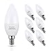 Candelabra LED Bulbs 60Watts, Ambimall 6 Watt E12 Base Daylight White 5000K 600Lumens, Chandelier Light Non-Dimmable for Ceiling Fan(6 Pack)