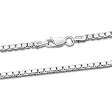 Amberta 925 Sterling Silver 2 mm Venice Box Chain Necklace 18