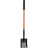 Small Square Shovel 43.3Inches Small Shovel with Metal Handle Garden Tool for Camping Farming Gardening Digging, Orange