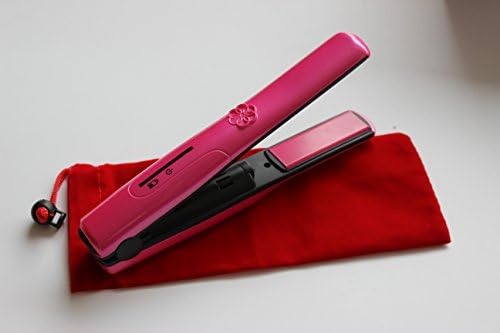 Portable Ceramic 2 in 1 Hair Straightener with Curler Wireless Rechargeable Mini USB Battery Recharge Cordless Flat Iron Good for Travel Use (1842923mm, PINK)