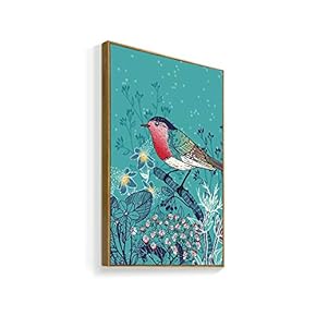 Framed Canvas Wall Art for Living Room, Bedroom Chinese Ink Birds and Flowers Canvas Prints for Home Decoration Ready to Hanging - 16x24 inches