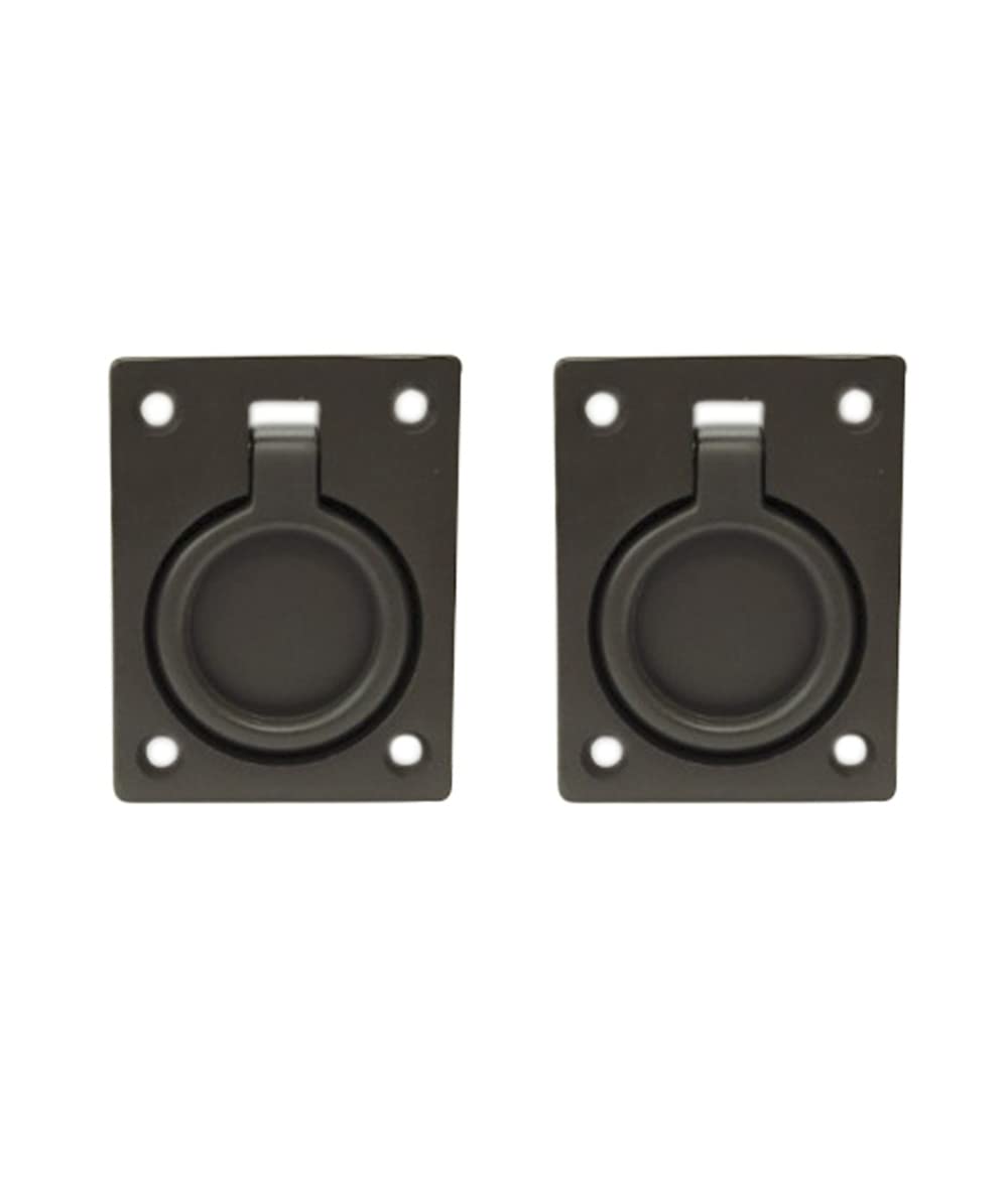 QCAA Solid Brass Flush Ring Pull, 2-1/2" x 1-7/8", ORB (Oil Rubbed Bronze, US10B), 2 Pack, Made in Taiwan