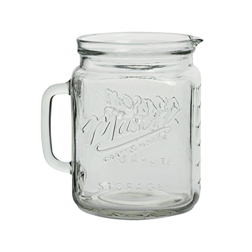 Mason Craft & More Drinkware Collection- Durable Glass Leak Proof Beverage Glassware, 5 Piece 0.5 Gallon Pitcher and Mug Set