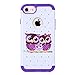 iPhone 7 Case, SGM Hybrid Gel Rhinestone Bling Armor Defender Case For Apple iPhone 7 (Purple (Owl))
