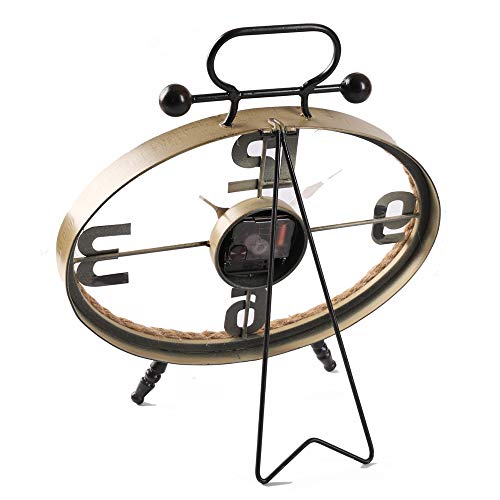 MODE HOME Oval Metal Table Clock with Rope Farmhouse Desk Clock Decorative
