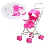Kocome Assembly Pink Baby Stroller Trolley Nursery Furniture Toys For Barbie Doll