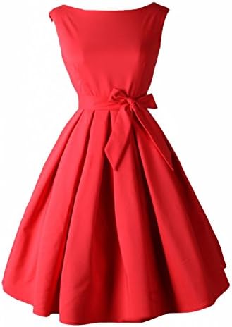 Vintage Audrey Hurpburn 1950's Boat Neck Solid Cocktail Party Swing Dress