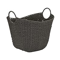 Household Essentials Natural Woven Wicker Storage Handles Basket, Gray