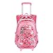 Fellibay Rolling Backpack School Bags for Girls Kids Backpack Wheeled Backpack for Kids and Students(with 2 wheels) (Pink)