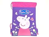 Peppa Pig Drawstrings String Backpack Sling Tote Bag (Purple)