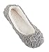 MIXIN Women's Ballet Slippers Fleece House Shoes Indoor Ballerina Flats with Terry Lining Plush Grey 7